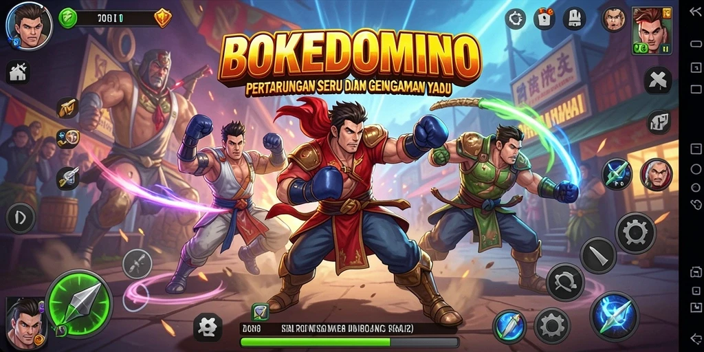 Screenshot gameplay BOKEDOMINO yang menampilkan pertarungan seru.