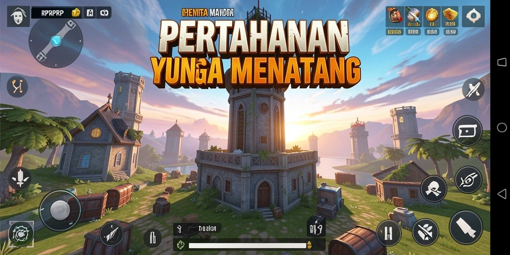 Gameplay menegangkan dalam RPRPRP dengan strategi pertahanan menara.